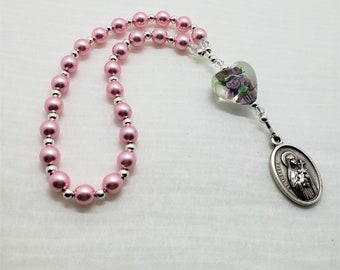 St. Therese Of Lisieux Chaplet, Little Flower Chaplet, Rosary Chaplet, Pink Pearl Chaplet, Saint of Florist/Missions, Everything Is Grace.