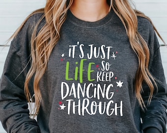 Sweatshirt met ronde hals, dansen door het leven, geïnspireerd op Wicked Musical voor Broadway-fans