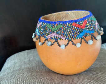 Southwestern Gourd Bowl with beading