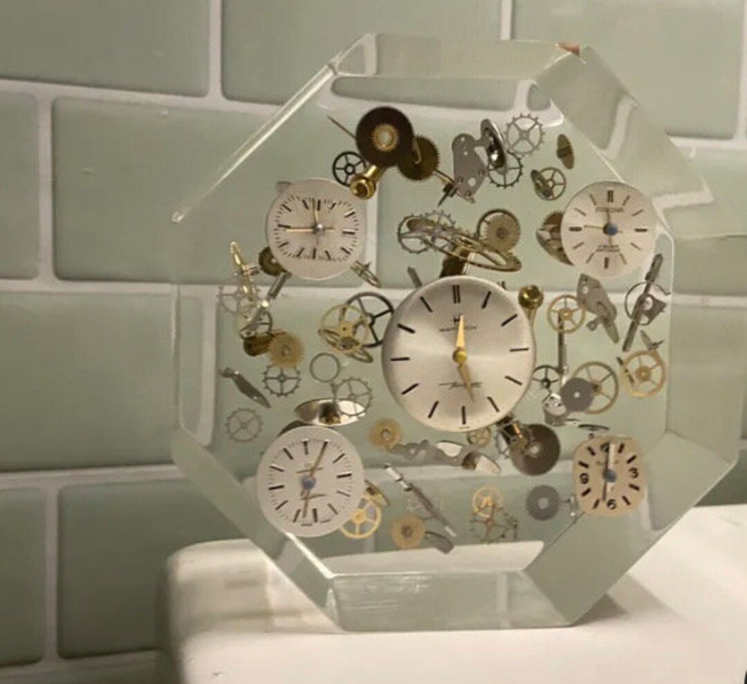 Rare 50s Lucite Exploding Watch Parts Paperweight Octagon - Etsy