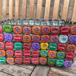 Bottle cap bag, made of wire and caps! Art or purse your choice! Coca Cola, Fanta, sprite, krest, mango juice, Guinness caps and more!