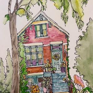 8x10 original architecture watercolor chicago