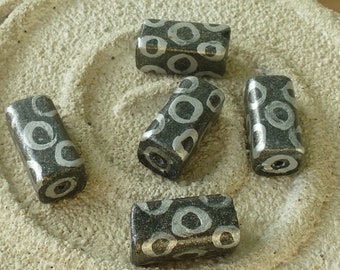 10 perles, blocs, gris Silver (peint à la main), env. 18 x 9 mm (Nr11)