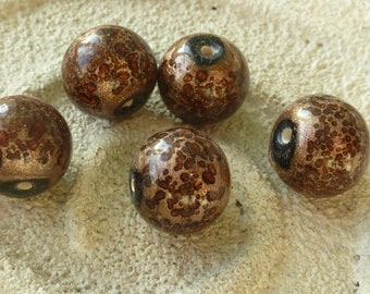 10 perles, billes, bronze brun, env. 12 mm