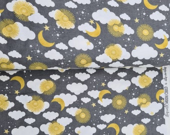 Cotton flannel 3 Wishes Stay wild moon child Good night dreams with moon and stars