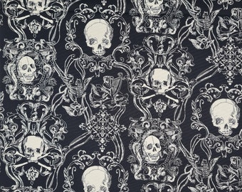 Gothic fabric Alexander Henry Heavy Canvas Motif: Skullduggery black