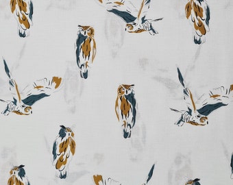 Cotton fabric owl Wise owl chalk metallic from RJR Fabrics