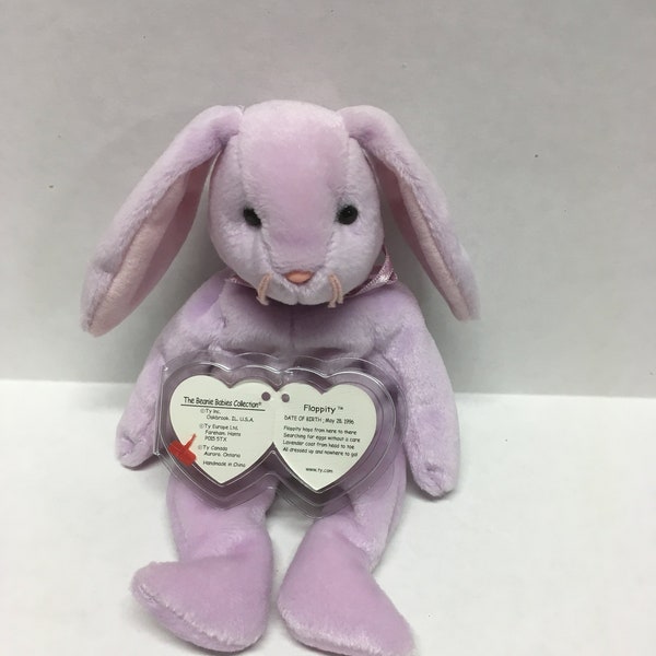 RARE "FLOPPITY" ERROR Ty Beanie Baby, 1996 "Origiinal" & "Suface" Misspelled Hang Tag, Pvc Pellets, Not Mint