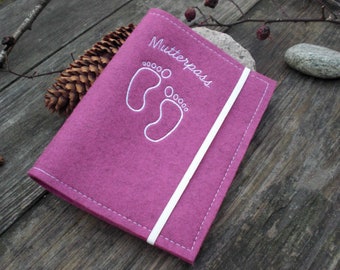 Wool felt maternity pass cover "Alchemilla" baby maternity pass pregnancy