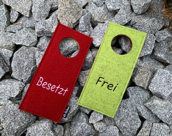 Wool felt door hanger, door sign, vacant/occupied, home office, hotel, toilet, office, individually personalized, sustainable, natural material