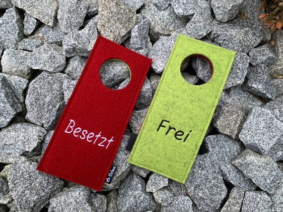 Wollfilz Filz Türhänger Türschild Frei / Besetzt Homeoffice Hotel Toilette Büro individuell personalisiert nachhaltig Naturmaterial