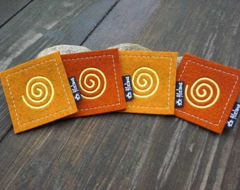 Wool felt coaster set "Sorbus aria" 4 pieces glasses individual gift table decoration living kitchen