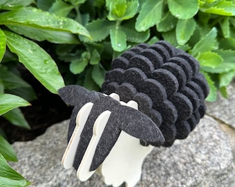 "Black Sheep" coaster, felt, wool felt, wood, gift, housewarming, glasses, living room decor, home, kitchen, coffee, wedding