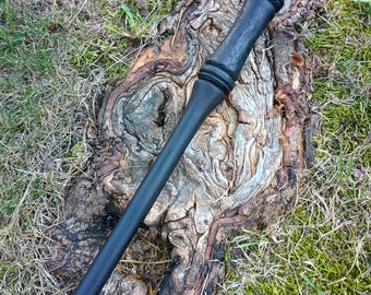 Bog Oak Wand with Amethyst & Quartz