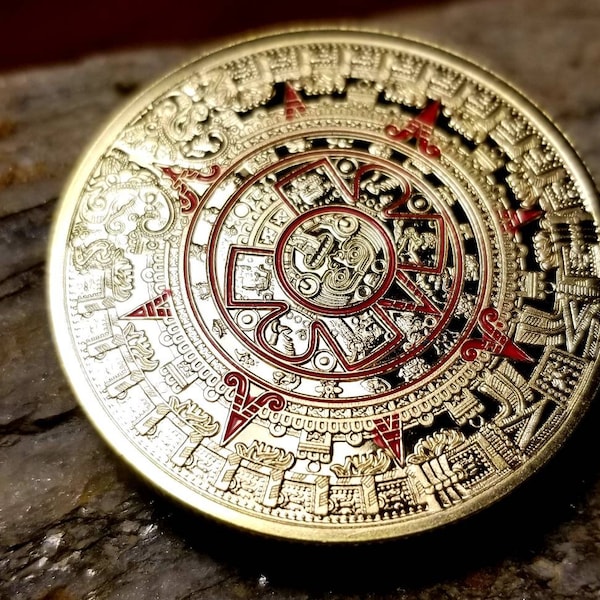 Aztec Sun Calendar Coin