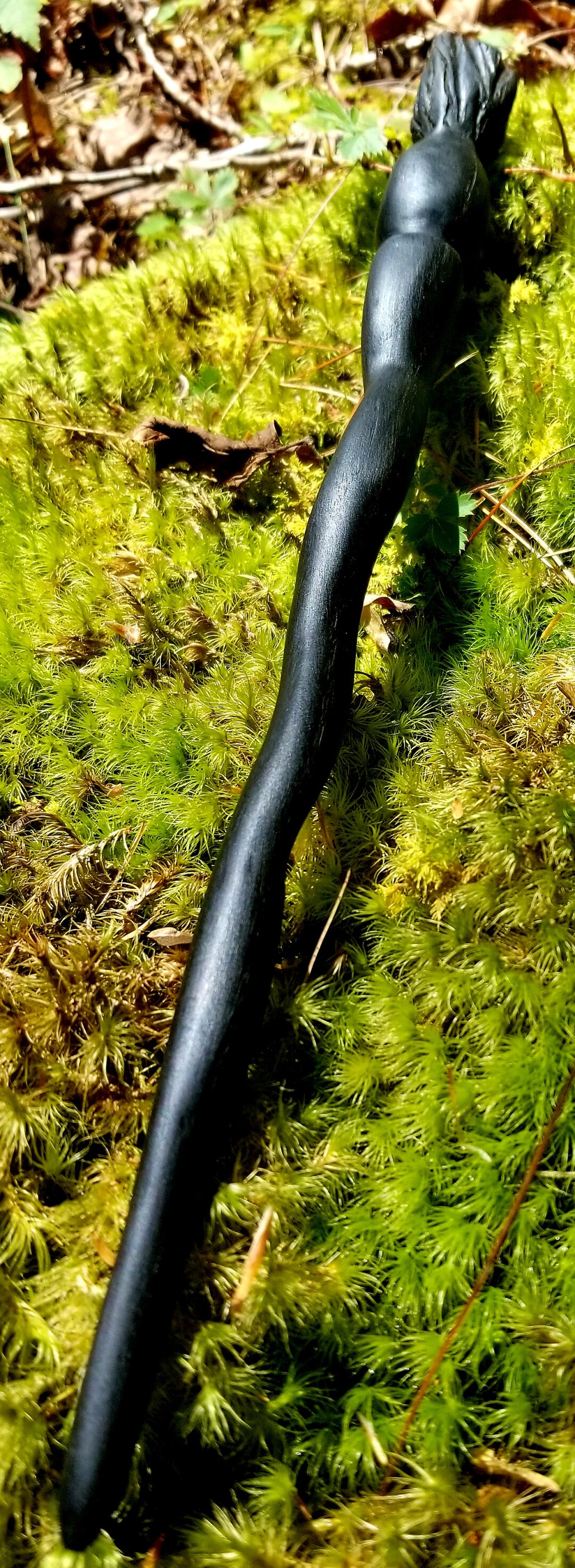 Irish Bog Oak Wand Thistle Pommel Etsy