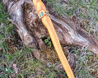 Runed Wand in Osage Wood with Quartz