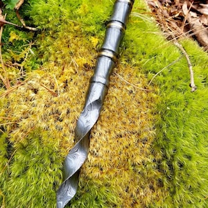 Spiraling Wand/Athame, Damascus Steel