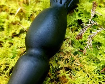 Irish Bog Oak Wand, Thistle Pommel