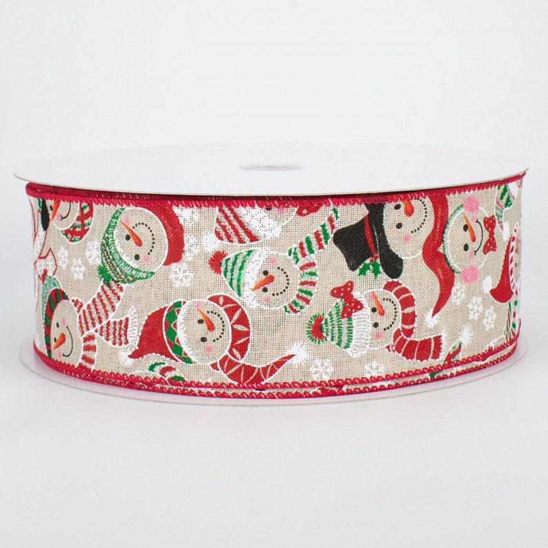 50 Yards 2.5 Christmas Snowman wired Ribbon