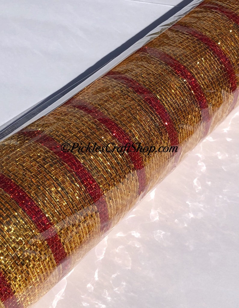 SALE 21 Decomesh Polymesh Metallic Red and Green stripes foil 10 yards