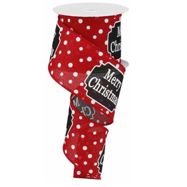 2.5 Red Black Dot Merry Christmas Ribbon
