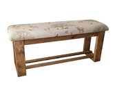 Hallway Dining Table Bench - Animal Print Fabric - Wooden Frame - Upholstered Seat - 112cm x 33cm x 50cm