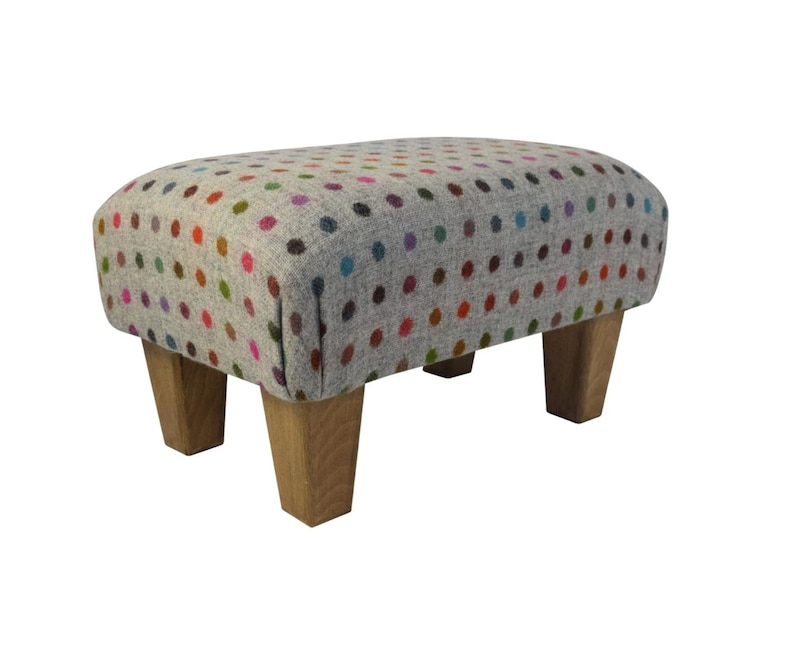 Small Footstool Abraham Moon's 100 Wool Multispot Grey Etsy