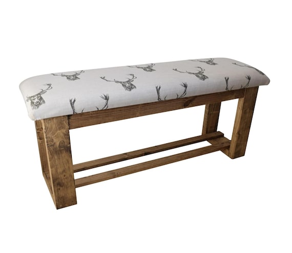 Hallway Dining Table Bench Stag Head Fabric Wooden Frame Etsy
