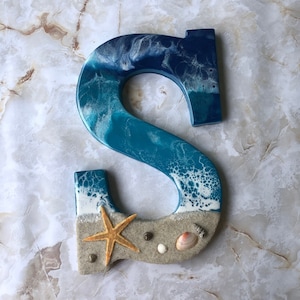 Decoración personalizada con temática de playa / Arte de conchas marinas de resina / Decoración de playa para el hogar / Regalo de estrella de mar / Arte de resina / Decoración costera / Arte de playa de resina /
