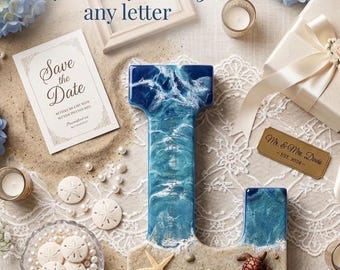 Personalized Beach Resin Letter | Coastal Wedding Decor | Any Letter Choice