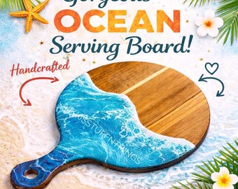 Handmade Beach Resin Charcuterie Board | Beach House Kitchen Decor | Pick Your Color Waves