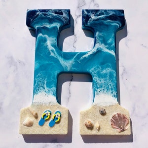Select Any Letter Beach Resin Wall Hanging | Personalized Coastal Decor | Flip Flop Art