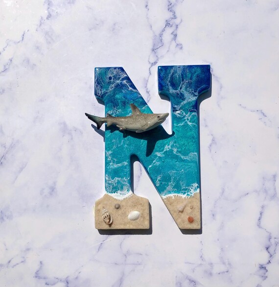 Buy Personalized Resin Shark Letter Art: Beach Decor, Fishing Gift