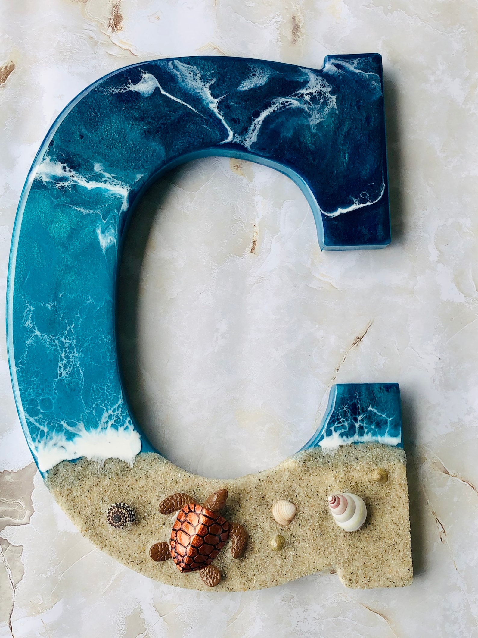 Beach Themed Letter Art Monogram Initial Decor Coastal Etsy