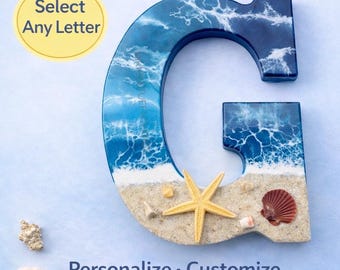 Personalized Beach Resin Letter: Coastal Home Decor, Ocean Art | Pick Any Letter