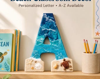 Personalized Resin Beach Letter | Ocean Classroom Decor | Pick Any Letter