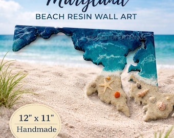 Maryland Coastal Resin Map | Ocean City Map Wall Hanging | Customize your design