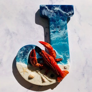 Personalized Resin Lobster Letter: Nautical Coastal Wall Decor