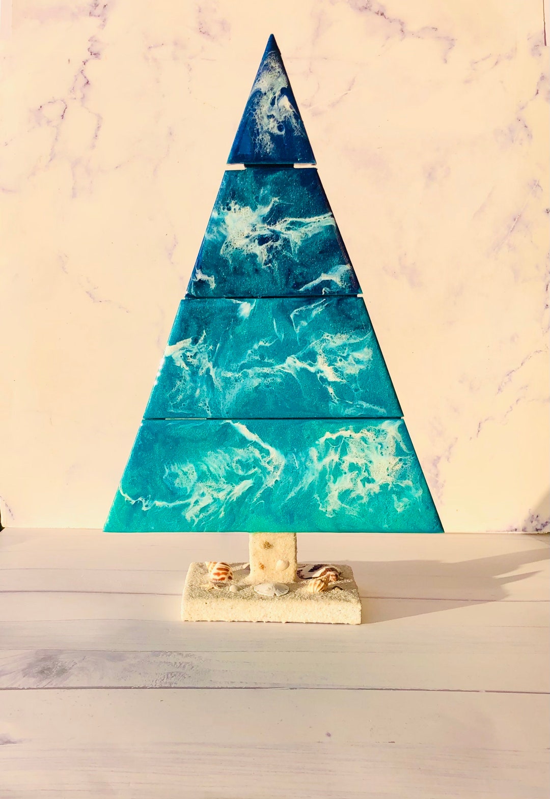 Resin Table Christmas Tree Coastal Christmas Christmas Etsy