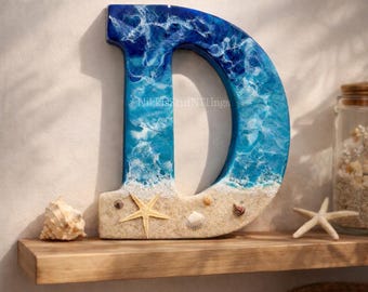 Custom Beach Resin Letter – Choose Any Letter! Coastal Decor, Nautical Monogram, Personalized Wall Art