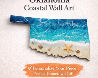 Personalized Oklahoma Pride Wall Art | Hometown Gift | Coastal State Decor