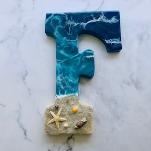 Custom Beach Resin Letter | Beach Letter for Wall | Coastal Wall Art | Beach Decor | Personalized Gift | Starfish Decor | 3D Resin Art Ocean