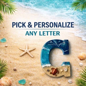 Pick Your Letter! Hanging Custom Beach Resin Wall Art | Handmade ...