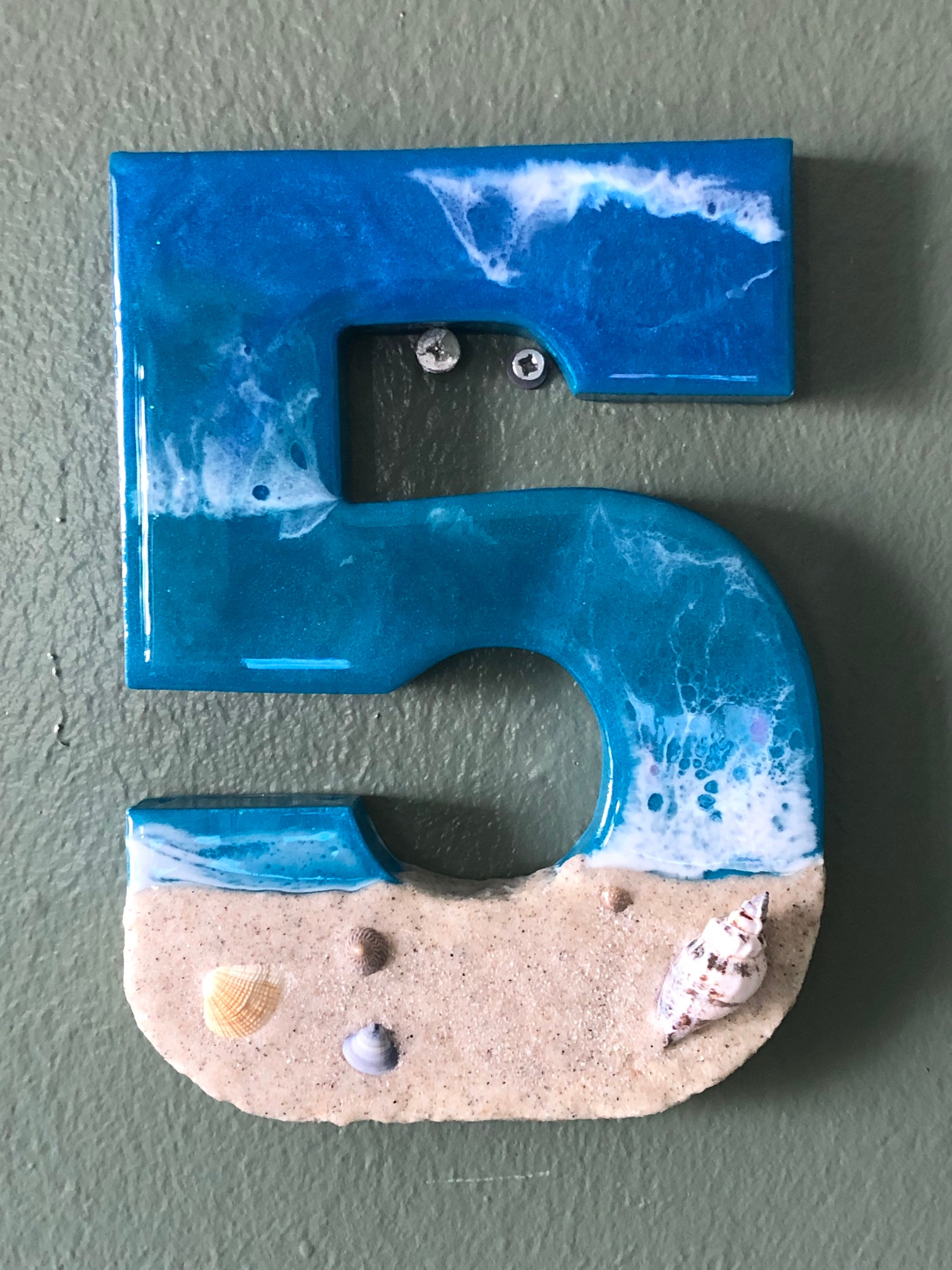 Beach Resin Wall Art Numbers Beach Number Sign wood Etsy