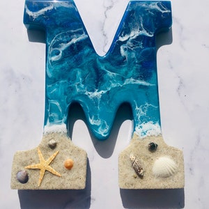 Personalized Beach Letter for Wall | Monogram Initial Decor | Surf Art | Beach Home Coastal Living | Nautical Decor | Starfish | Ocean Decor