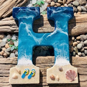Select Any Letter Beach Resin Wall Hanging | Personalized Coastal Decor | Flip Flop Art