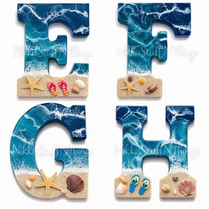 Pick Your Letter! Hanging Custom Beach Resin Wall Art | Handmade ...