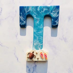 Pick Any Letter | Personalized Beach Resin Letter Art | Coastal Wedding Decor