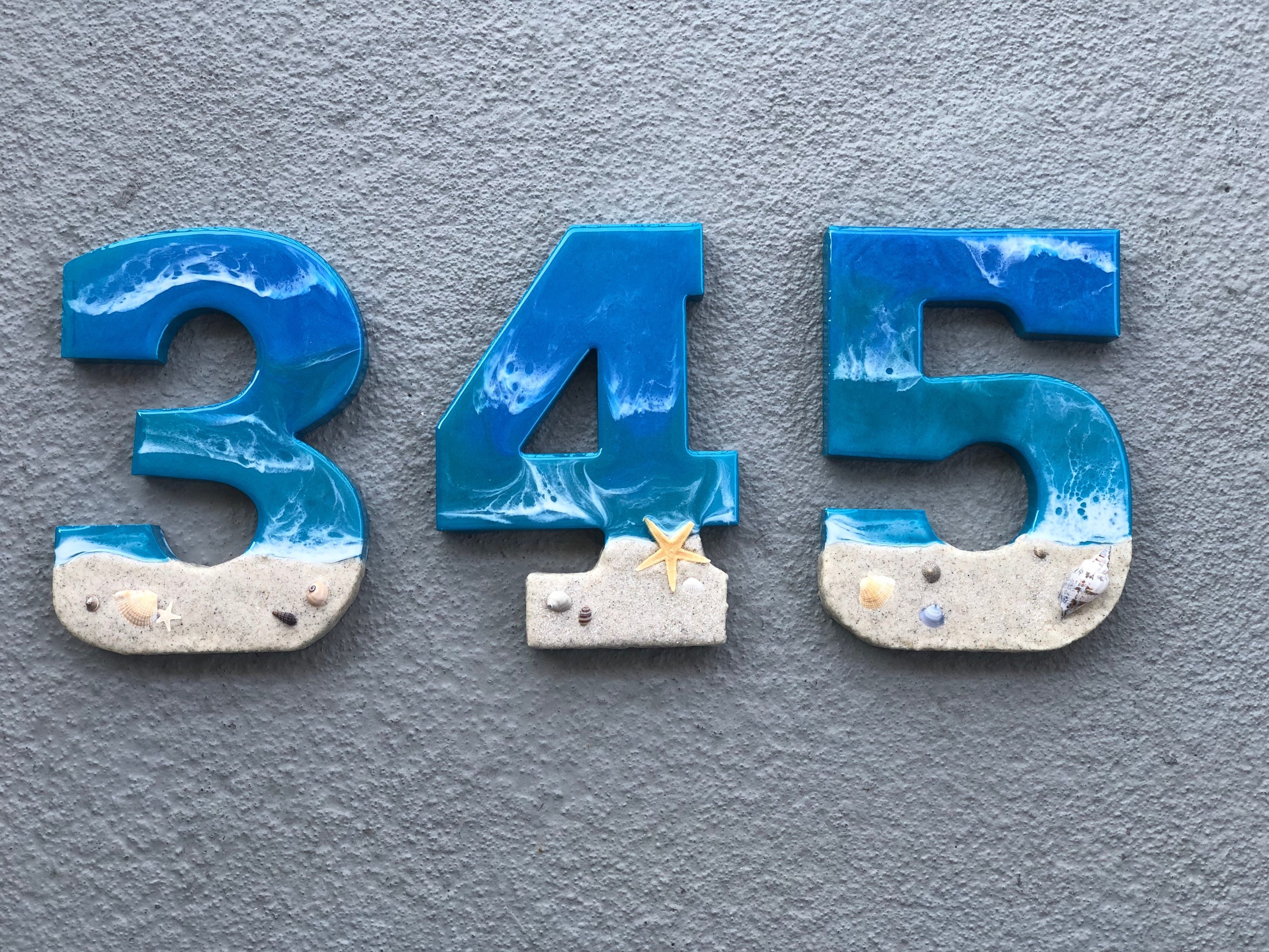 Beach Resin Wall Art Numbers Beach Number Sign wood Etsy